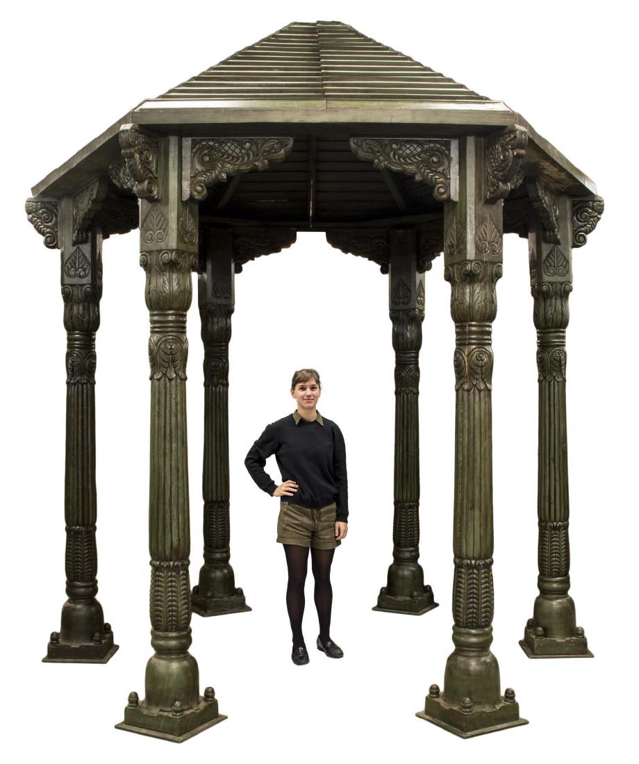 LARGE ARCHITECTURAL INDIAN CARVED WOOD GAZEBO (1 of 4)