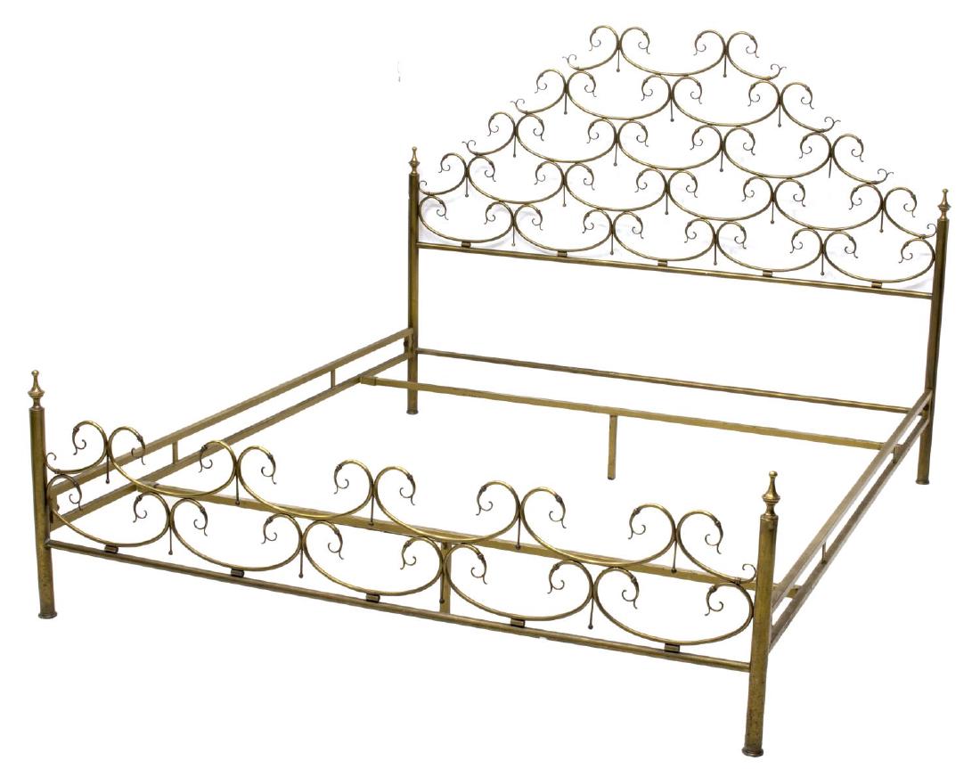 ITALIAN PIERCED SCROLLING BRASS DOUBLE BED, 20TH C (1 of 2)