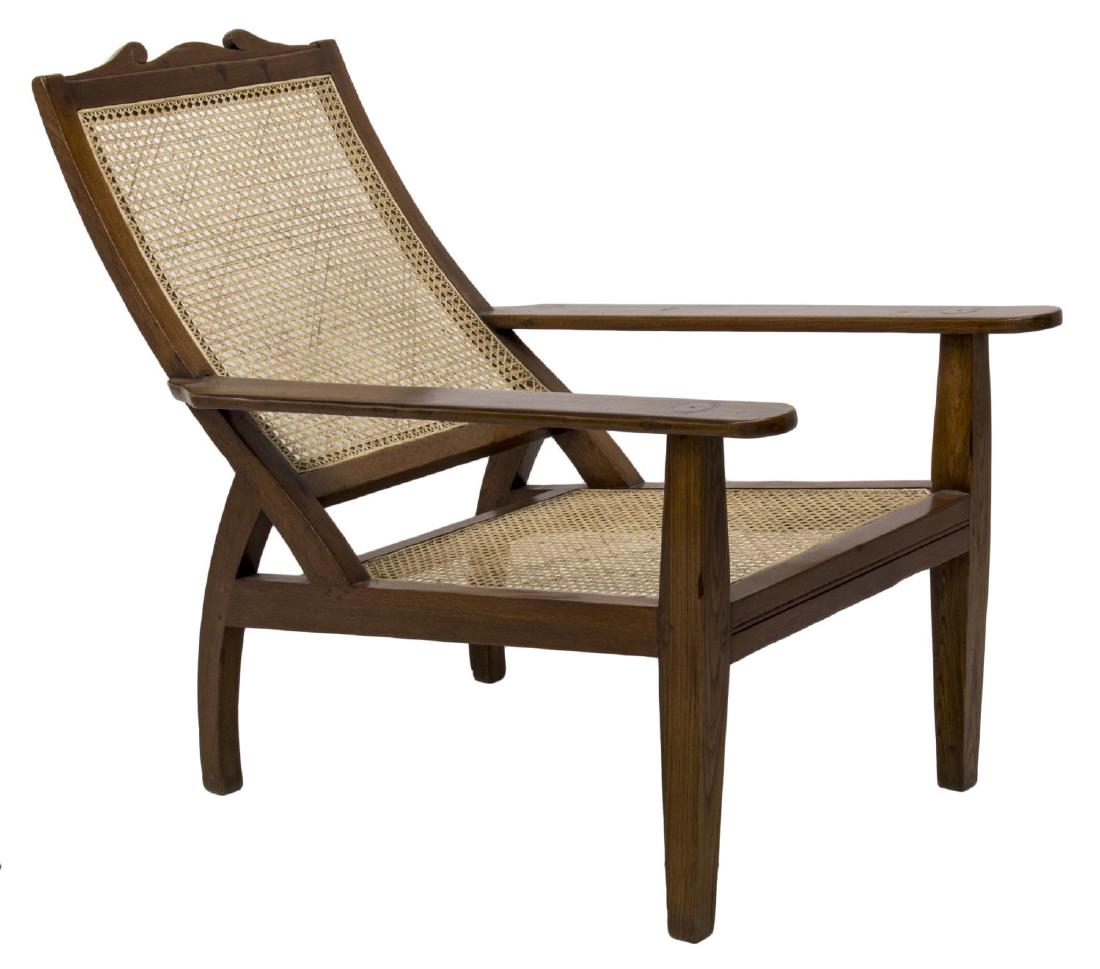 COLONIAL CANED TEAKWOOD PLANTATION CHAIR 20THC (1 of 3)