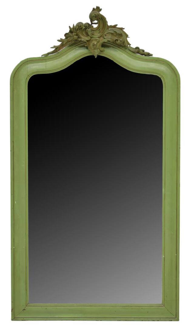 LARGE LOUIS XV STYLE GILT & PAINTED WALL MIRROR (1 of 2)