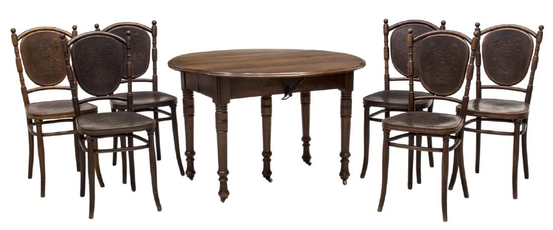 (7) EMBOSSED BENTWOOD CHAIRS & CIRCULAR TABLE (1 of 6)