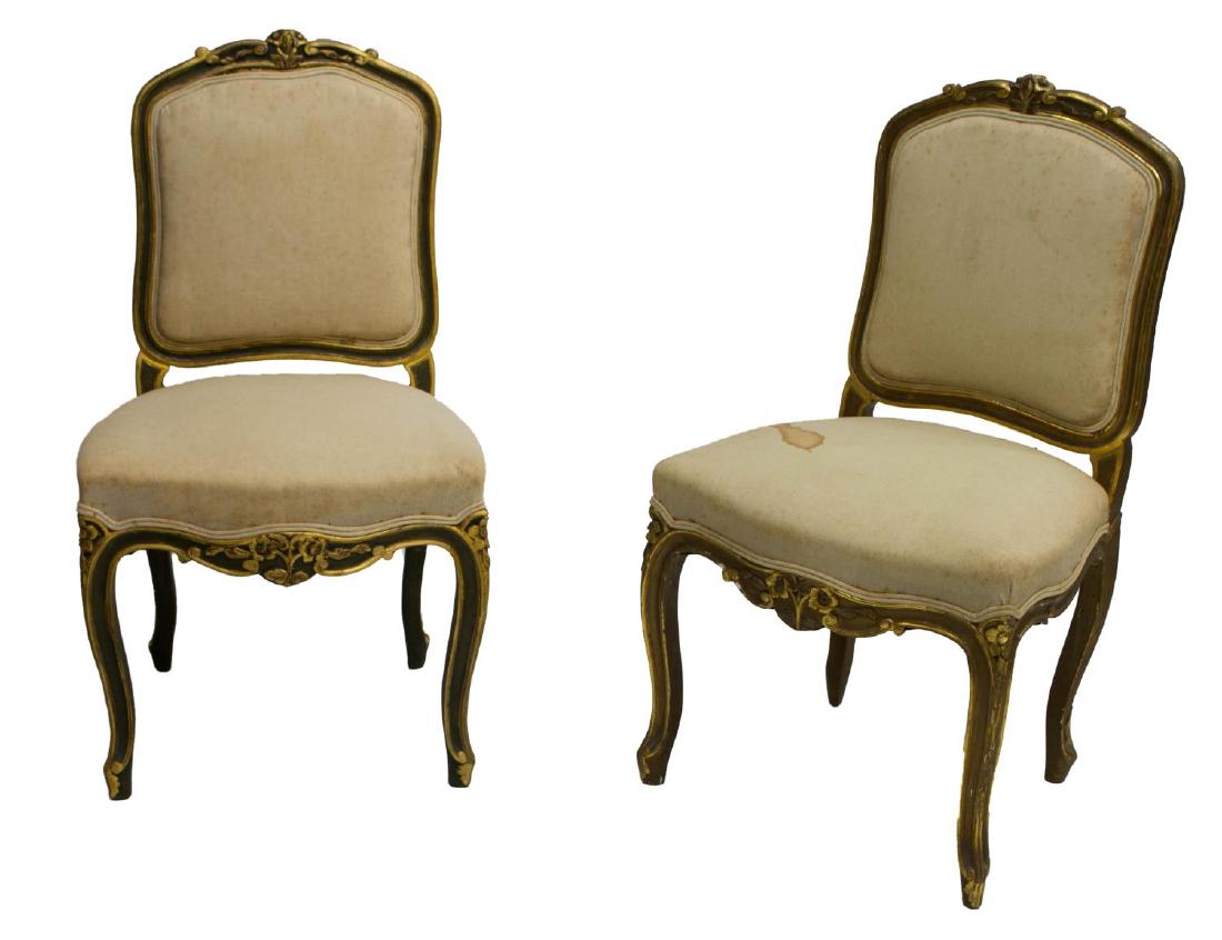 (2) LOUIS XV PARCEL GILT & PAINTED SIDE CHAIRS (1 of 4)