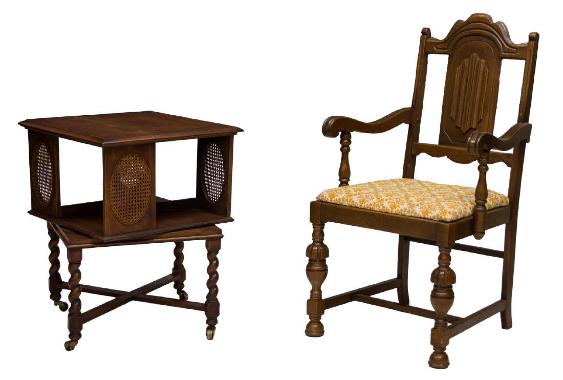 (2) AMERICAN OAK FURNITURE GROUP, CHAIR & TABLE (1 of 6)