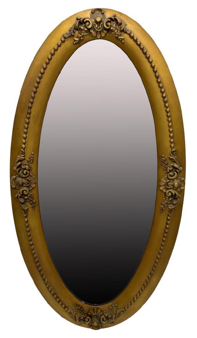 AMERICAN VICTORIAN GILTWOOD OVAL WALL MIRROR 20THC (1 of 3)