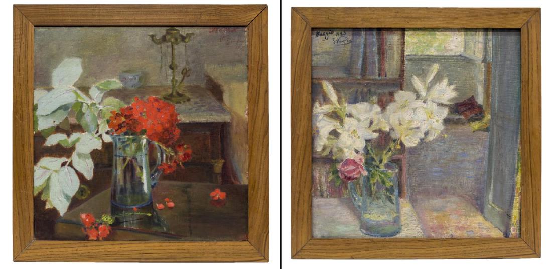 (2) FRAMED PAINTING ON CANVAS, FLOWER STILL LIFES (1 of 6)