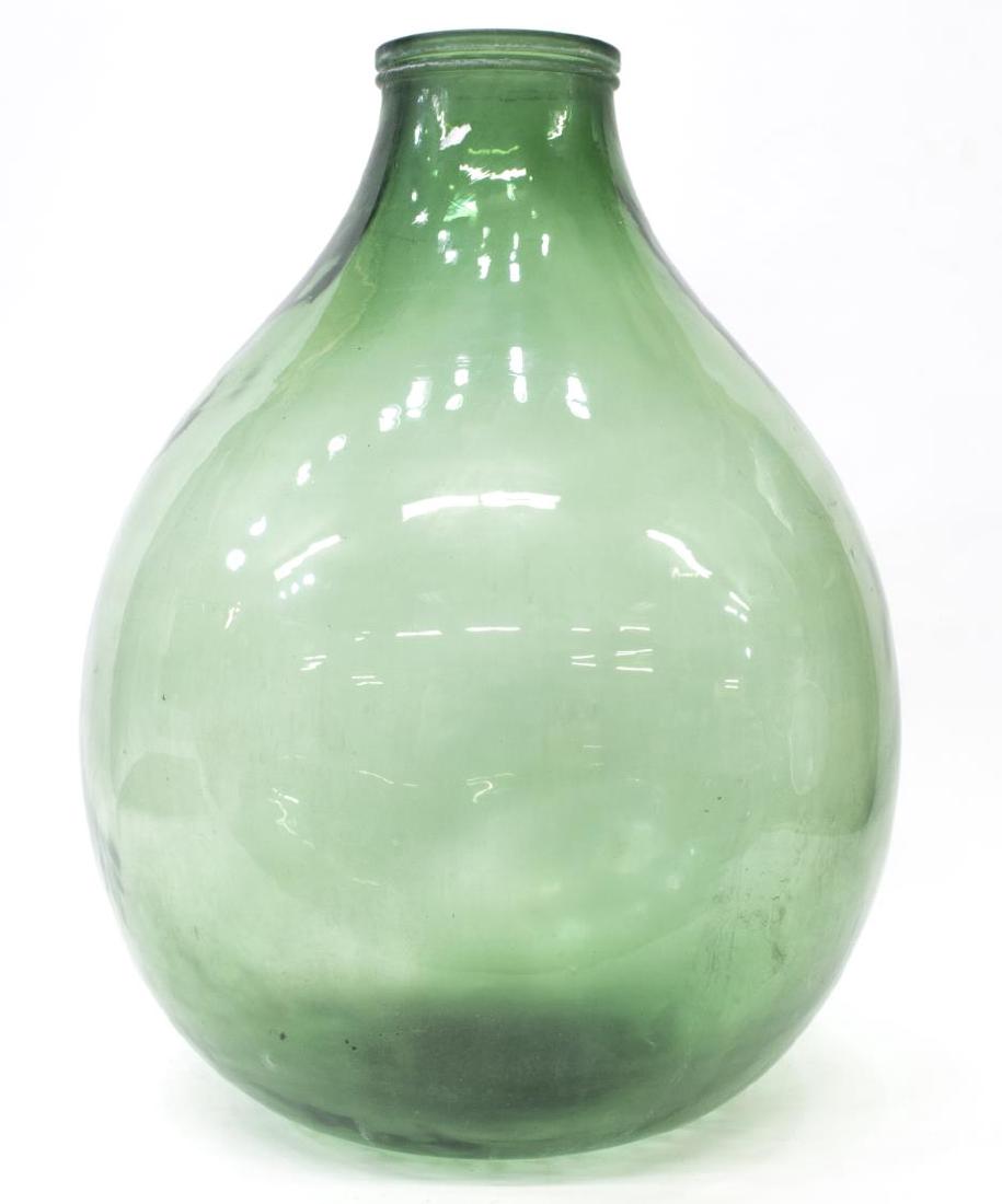LARGE HANDBLOWN GREEN GLASS CARBOY BOTTLE (1 of 3)