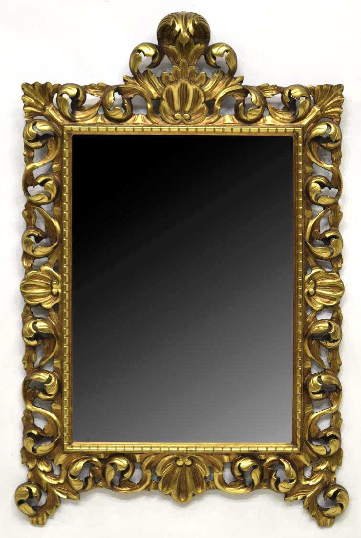 LARGE BAROQUE STYLE GILTWOOD WALL MIRROR (1 of 2)