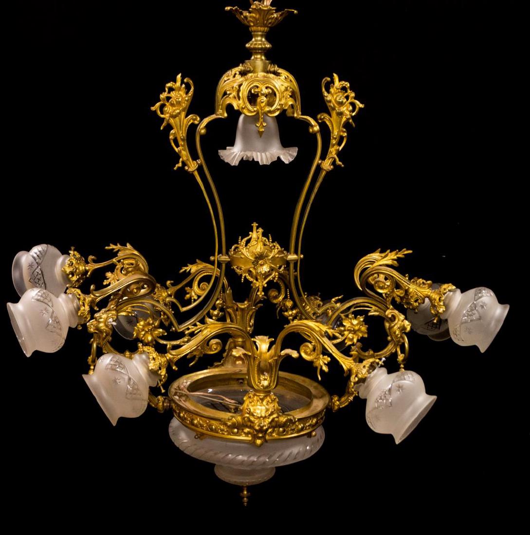 FRENCH VICTORIAN STYLE BRONZE 10-LIGHT CHANDELIER (1 of 3)