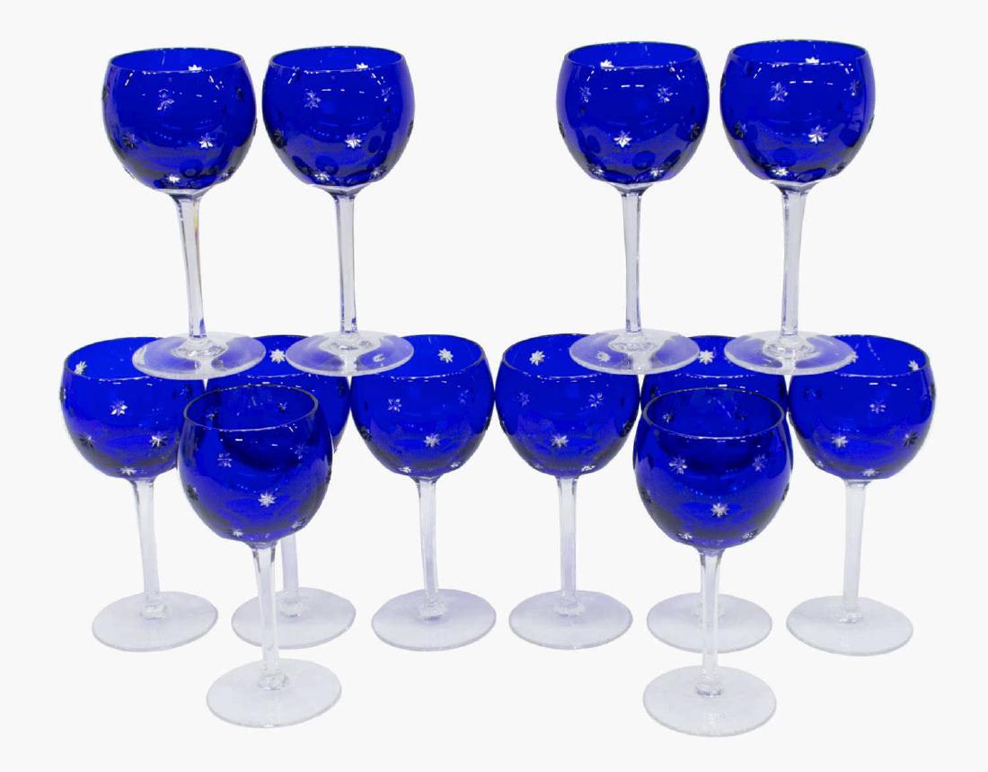 (13) FABERGE COBALT GALAXIE CRYSTAL GOBLETS (1 of 3)