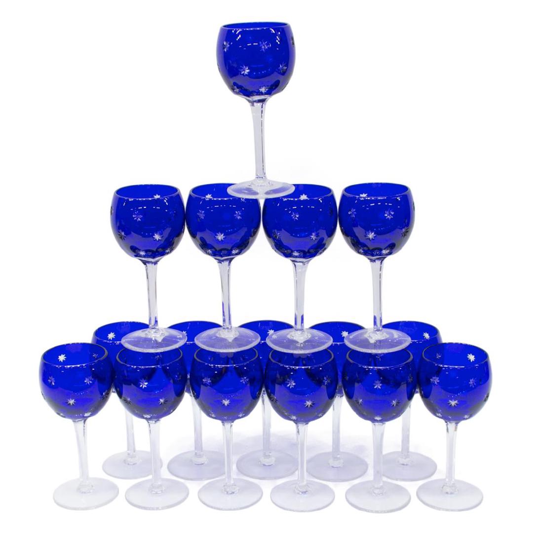 (15) FABERGE COBALT GALAXIE CRYSTAL GOBLETS (1 of 3)