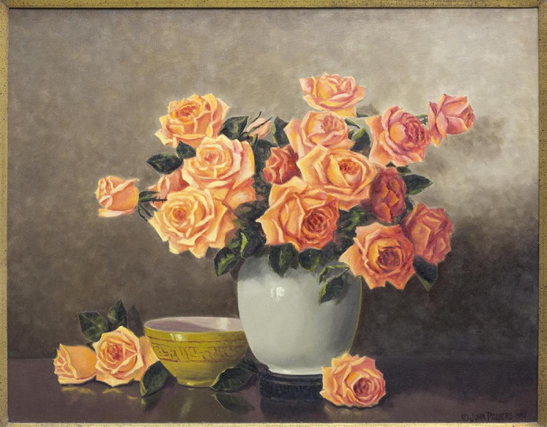 PAINTING ROSES & VASES, JOHN POWERS, TEXAS, 20thC (1 of 4)