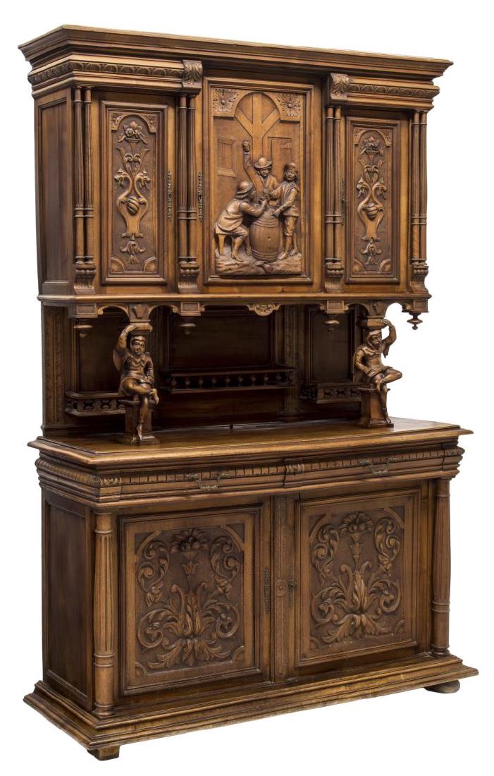 FRENCH RENAISSANCE REVIVAL CARVED WALNUT SIDEBOARD (1 of 7)