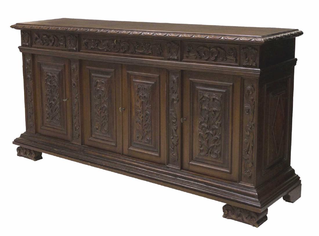 ANTIQUE ITALIAN FOLIATE CARVED SIDEBOARD SERVER (1 of 4)
