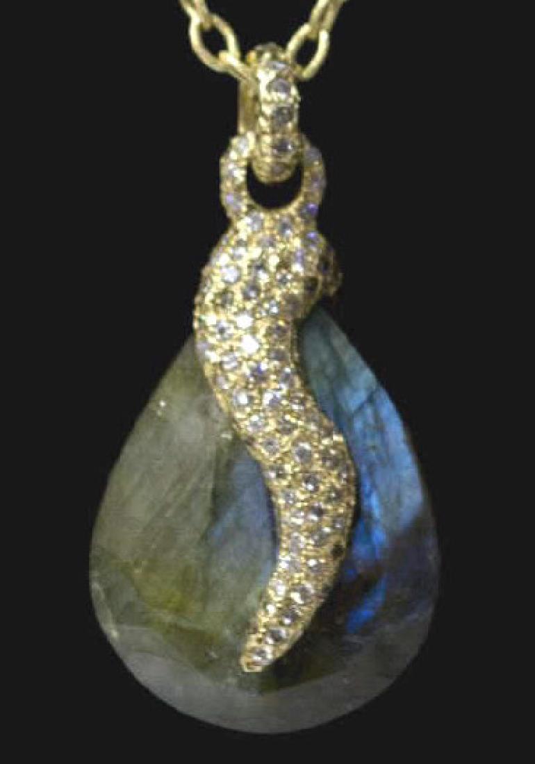 LADIES 14K GOLD DIAMOND LABRADORITE NECKLACE (1 of 4)