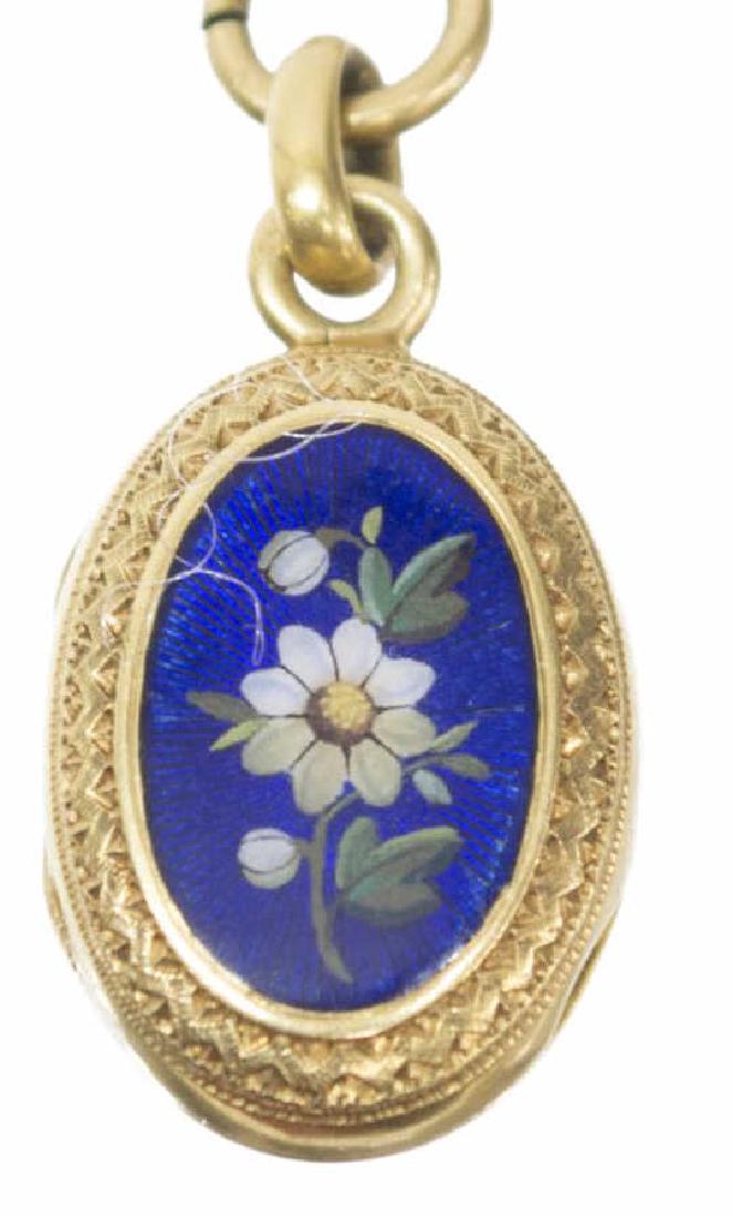 LADIES VICTORIAN 14KT ENAMEL MINIATURE HAIR LOCKET (1 of 2)