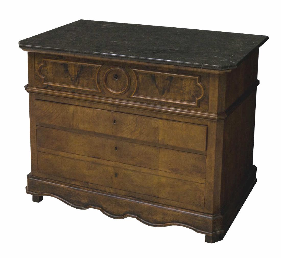CHARLES X FIGURED MARBLE TOP SECRETARY COMMODE (1 of 3)