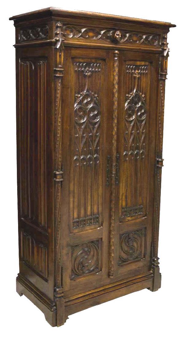 FRENCH GOTHIC REVIVAL TWO DOOR CUPBOARD (1 of 6)