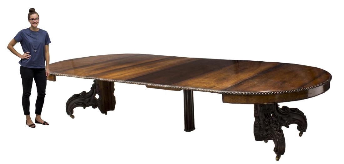 AMERICAN VICTORIAN ROSEWOOD DINING TABLE 146"L (1 of 6)