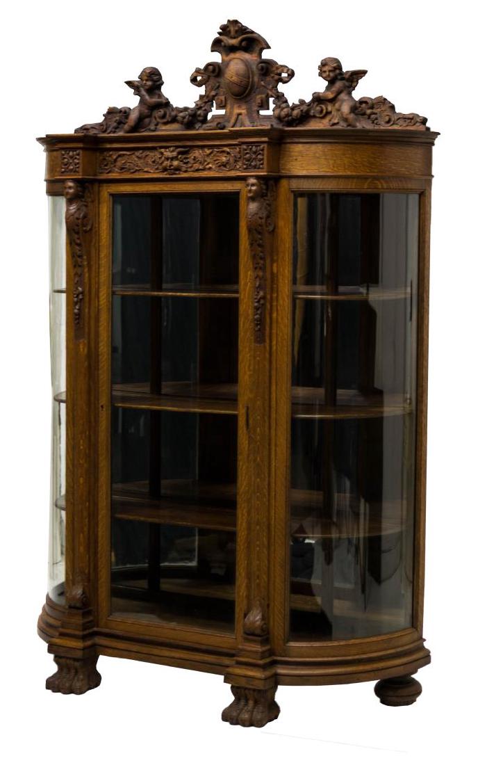 AMERICAN CURVED GLASS CHINA CABINET, ATTR. HORNER (1 of 10)