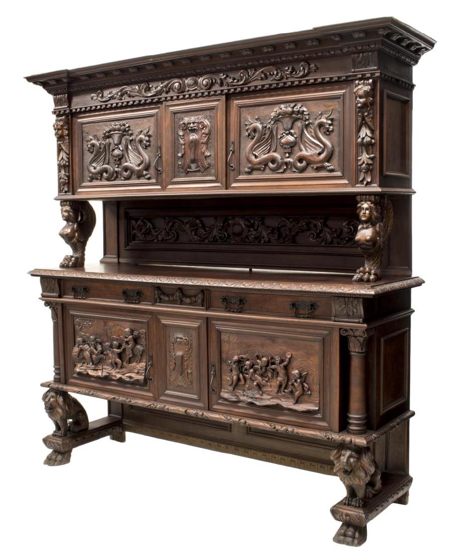 RENAISSANCE REVIVAL CHERUB & FIGURAL SIDEBOARD (1 of 8)