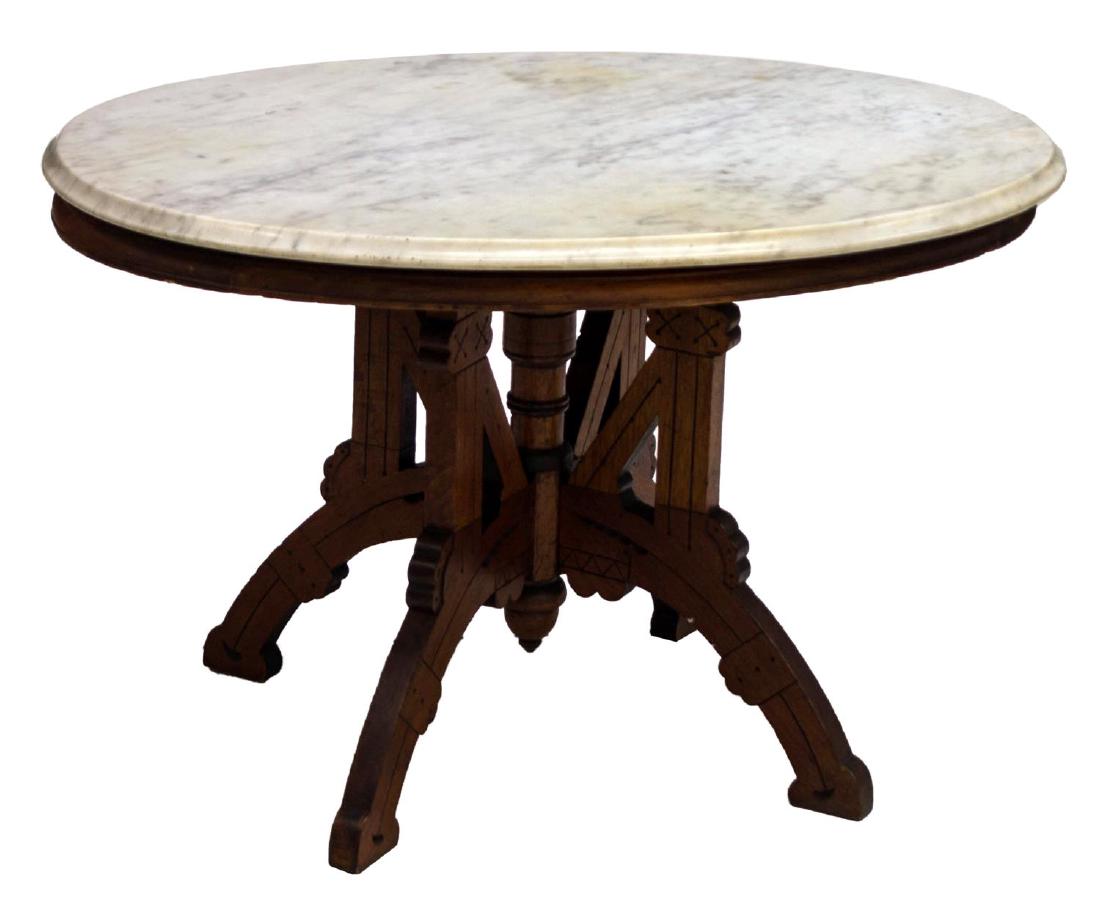 AMERICAN VICTORIAN MARBLE TOP LOW PARLOR TABLE (1 of 4)