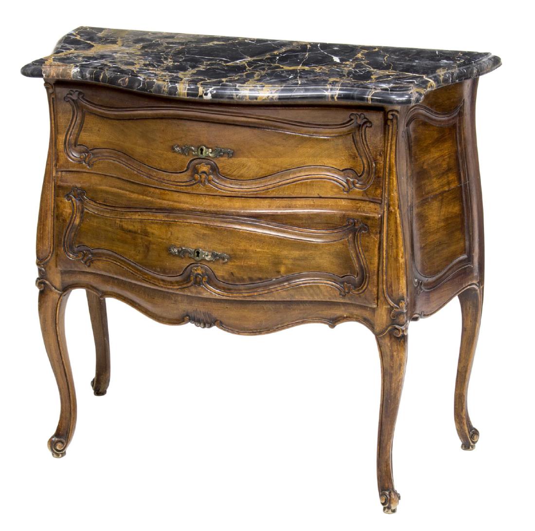 FRENCH MARBLE TOP TWO DRAWER COMMODE (1 of 2)