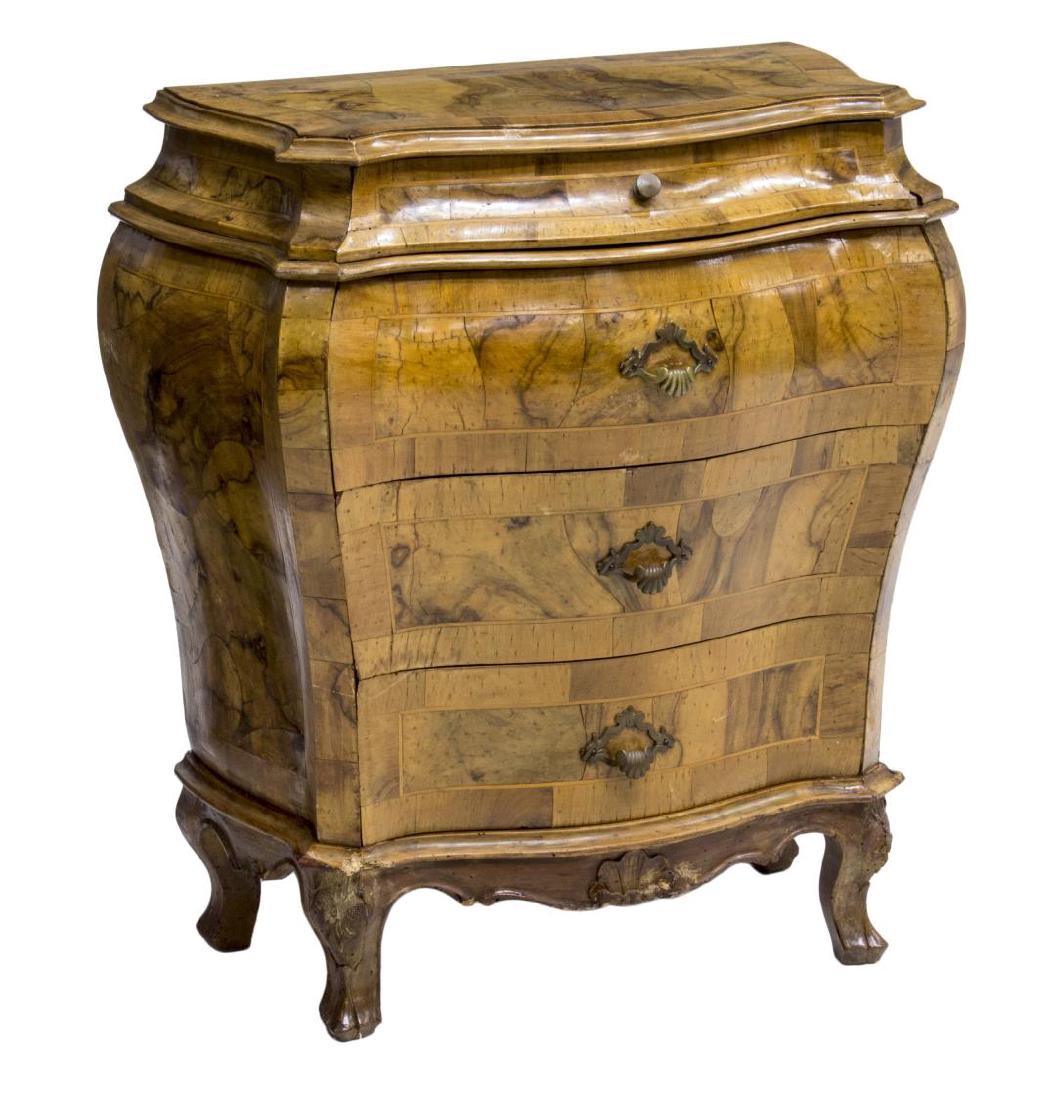 DIMINUTIVE ITALIAN BOMBE FOUR DRAWER CHEST (1 of 2)
