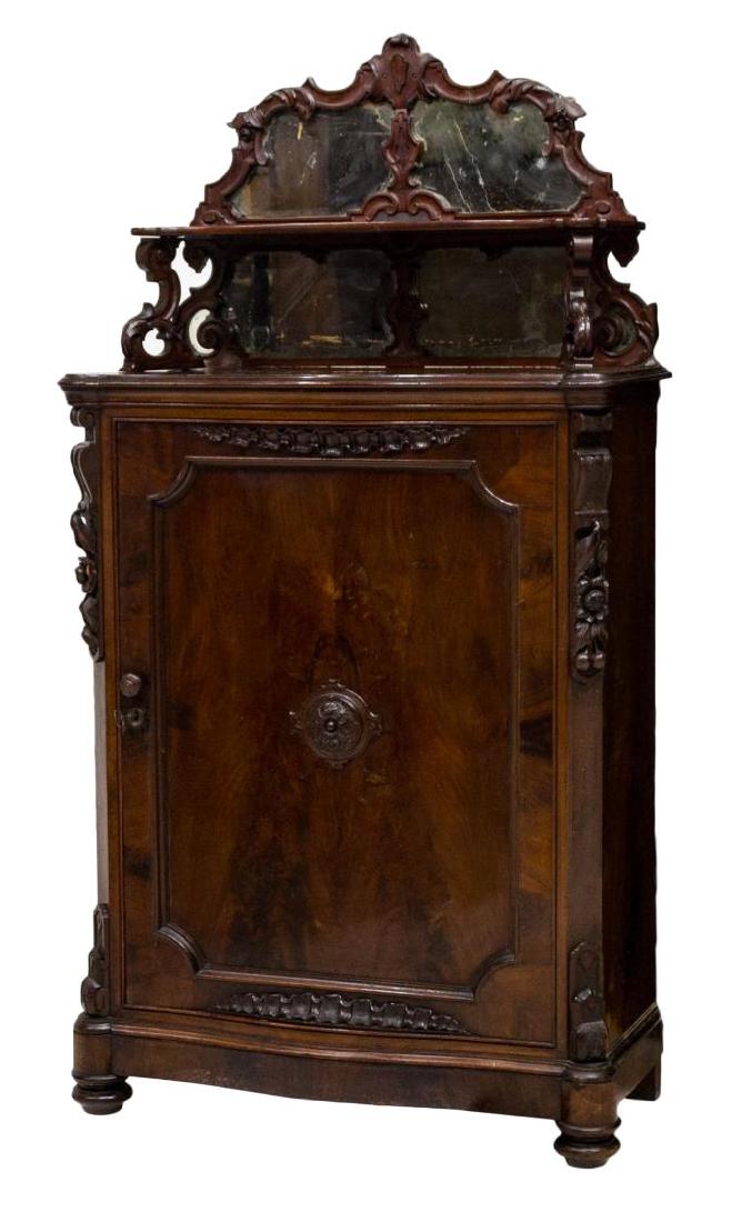 VICTORIAN FLORAL CARVED ROSEWOOD ETAGERE CABINET (1 of 6)