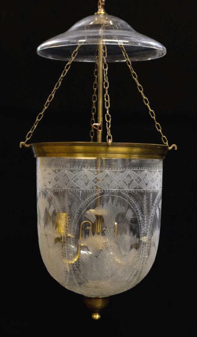 HANGING ITALIAN ETCHED BELL-JAR GLASS CHANDELIER (1 of 3)