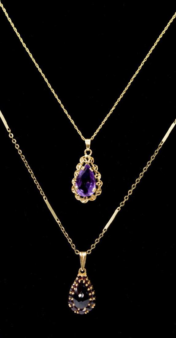 (2) LADIES ESTATE 14KT GOLD GEMSTONE NECKLACES (1 of 7)