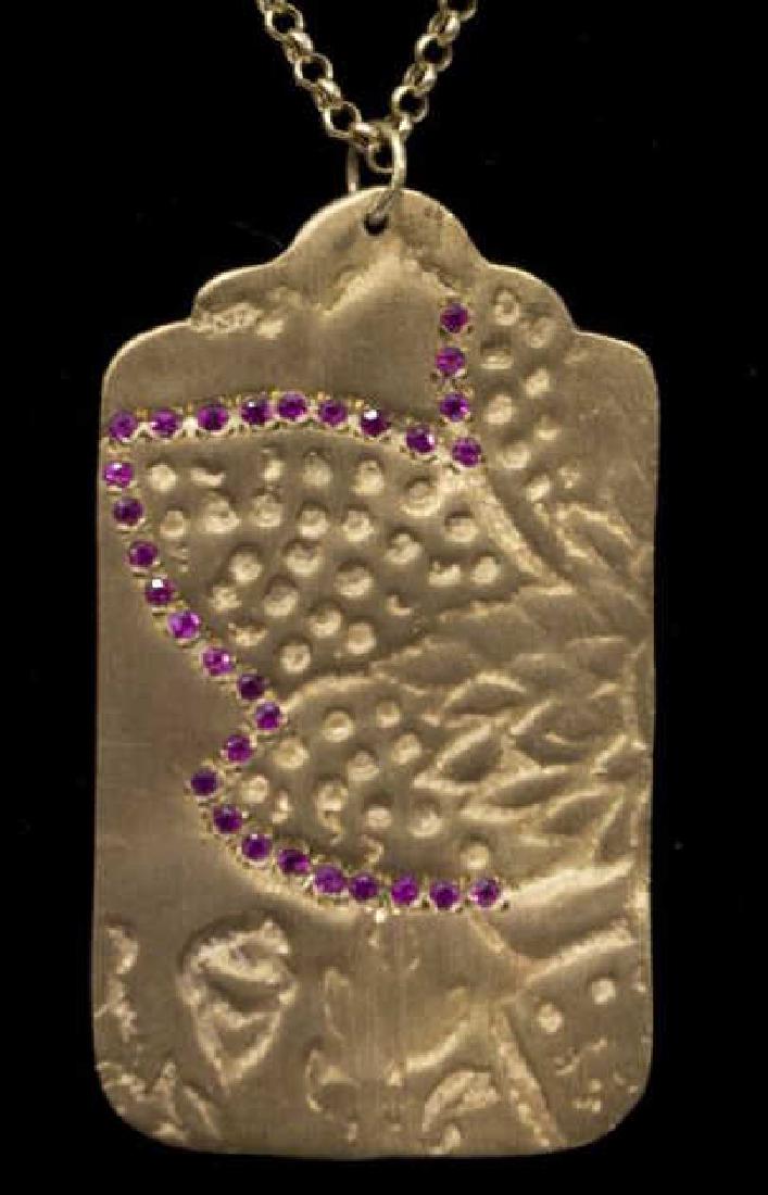 LADIES 10K & RUBY MODERN PENDANT NECKLACE (1 of 3)