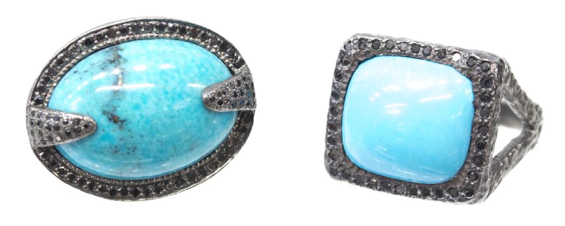(2) DYANNE BELLE STERLING & TURQUOISE RINGS (1 of 5)