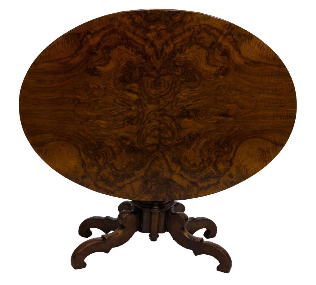 CONTINENTAL BURLWOOD OVAL FLIP TOP TABLE, 19TH C. (1 of 5)