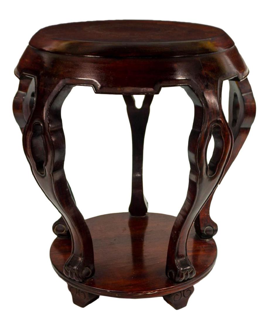 CHINESE CARVED ROSEWOOD GARDEN STOOL (1 of 3)