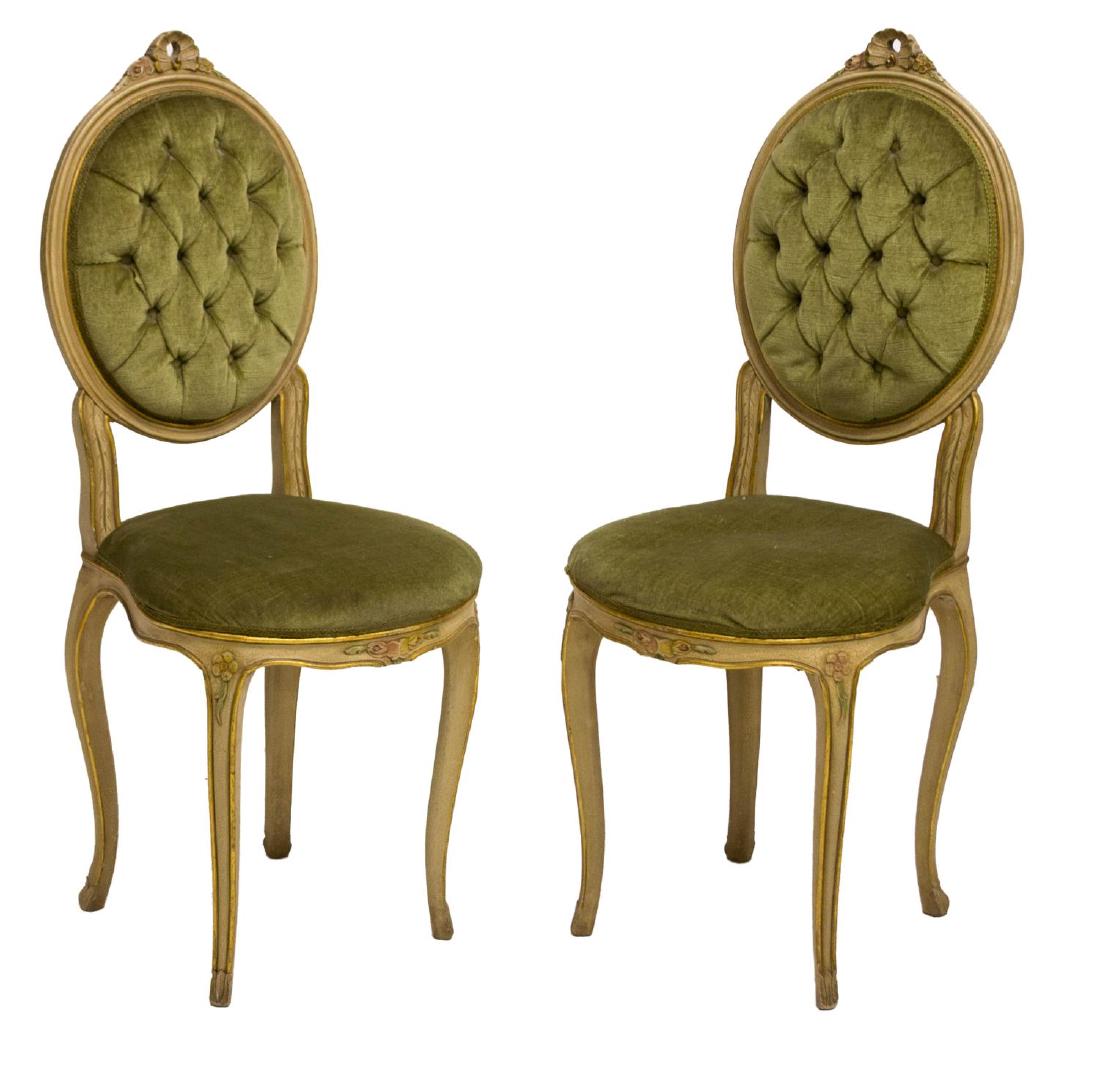 (2) LOUIS XV STYLE TUFTED & PAINTED ACCENT CHAIRS (1 of 2)
