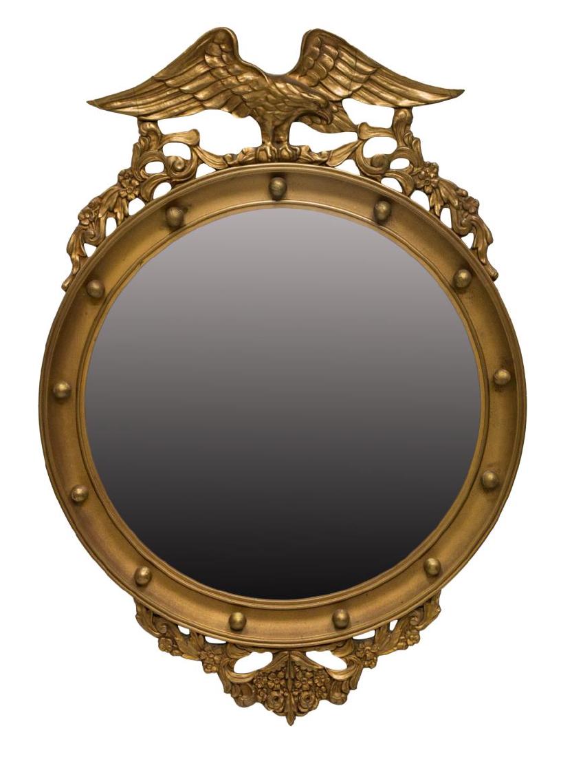 FEDERAL STYLE GILTWOOD EAGLE CONVEX WALL MIRROR (1 of 3)