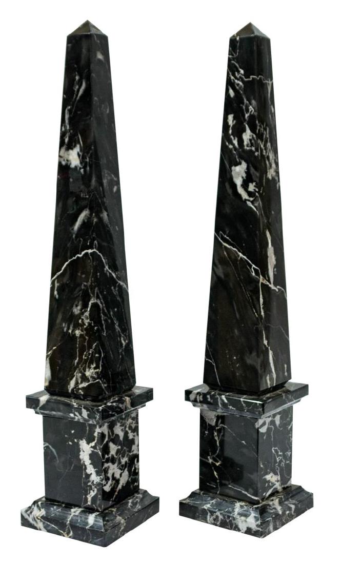 (2) ITALIAN BLACK VEINED MARBLE OBELISKS (1 of 3)