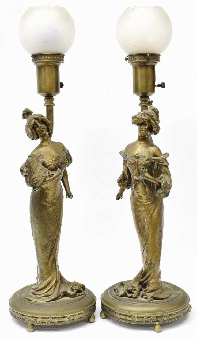 (2) AFTER LUCIEN ALLIOT PATINATED BEAUTY LAMPS (1 of 6)