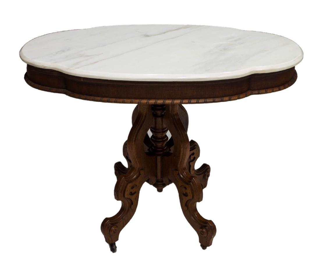 AMERICAN VICTORIAN MARBLE TOP PARLOR TABLE (1 of 8)