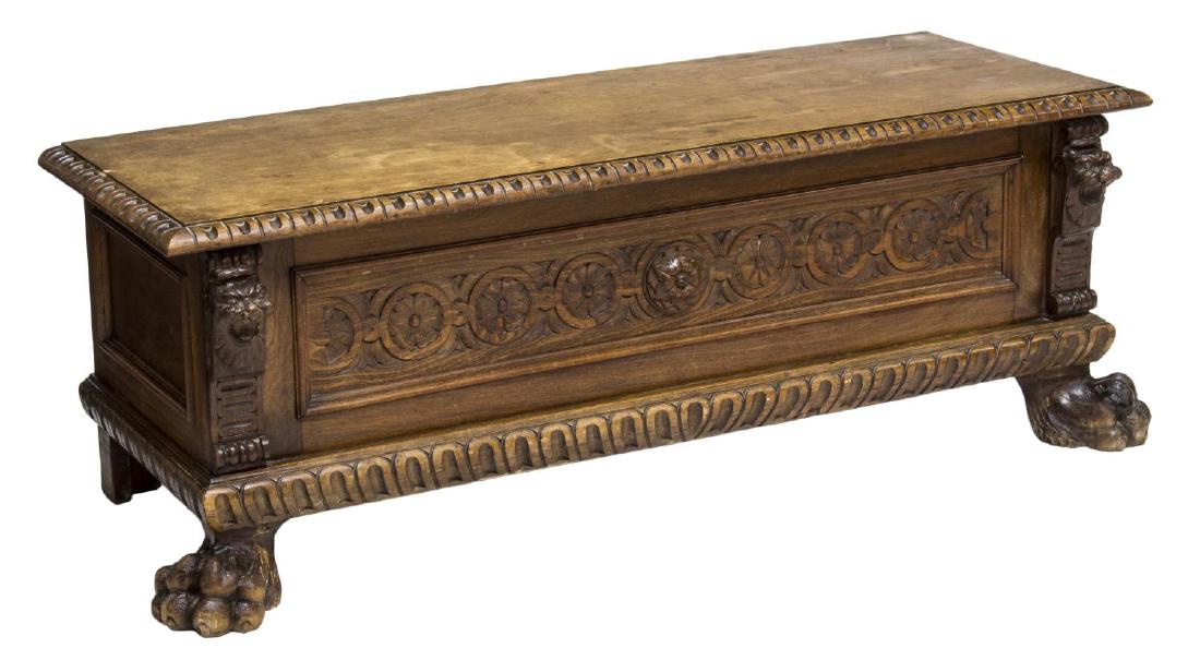 ITALIAN RENAISSANCE REVIVAL LION CARVED CHEST (1 of 9)
