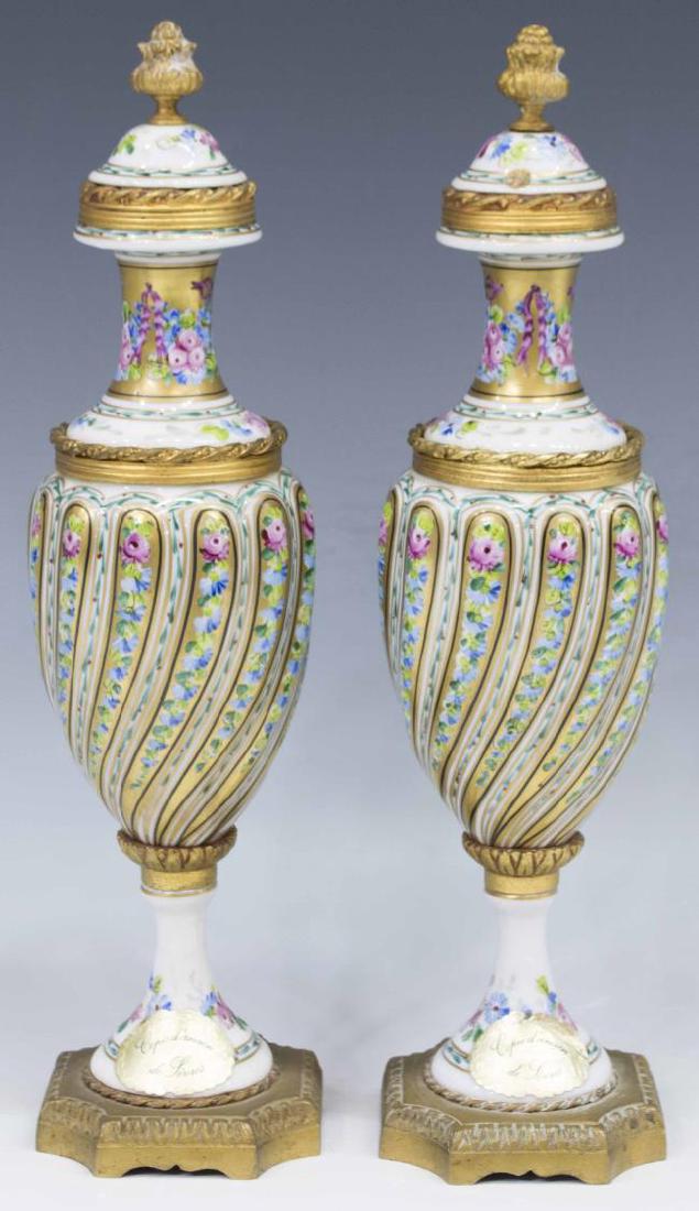 (2)SEVRES STYLE PORCELAIN & GILT METAL URNS (1 of 3)