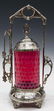 VICTORIAN ART GLASS & SILVERPLATE PICKLE CASTOR - 2