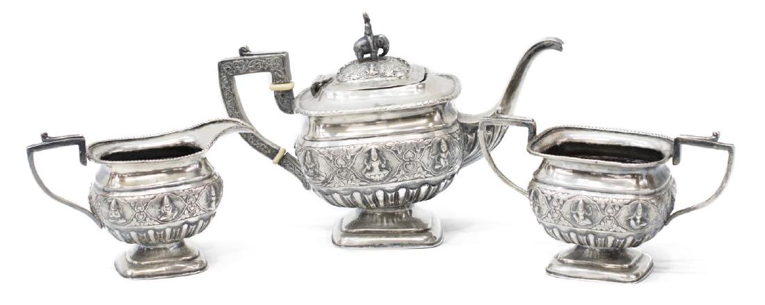 (3) INDIA REPOUSSE FIGURAL SILVER TEASET (1 of 6)