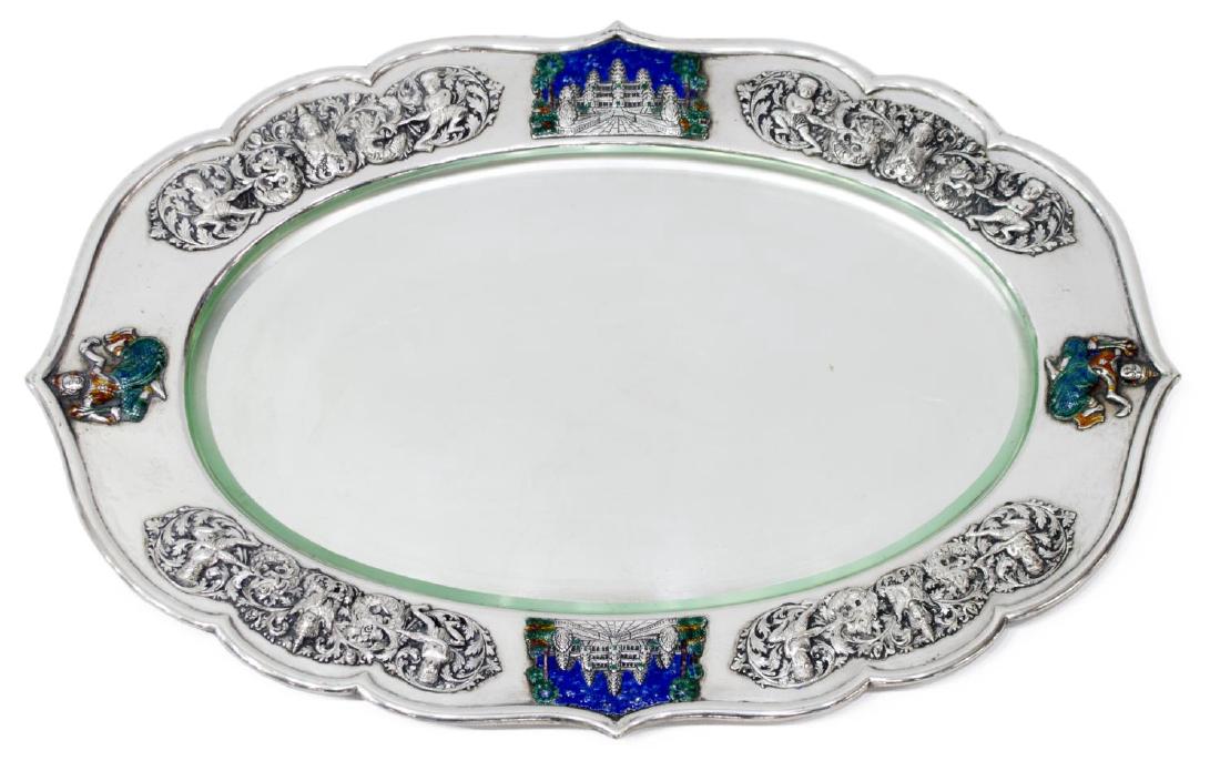 INDONESIAN .900 SILVER REPOUSSE & ENAMEL TRAY (1 of 3)