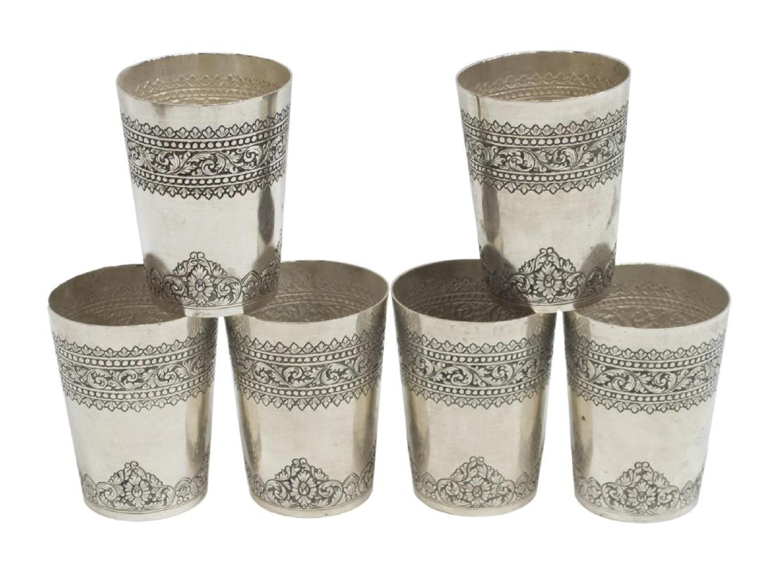 (6) INDONESIAN .800 SILVER REPOUSSE YOGYA TUMBLERS (1 of 3)
