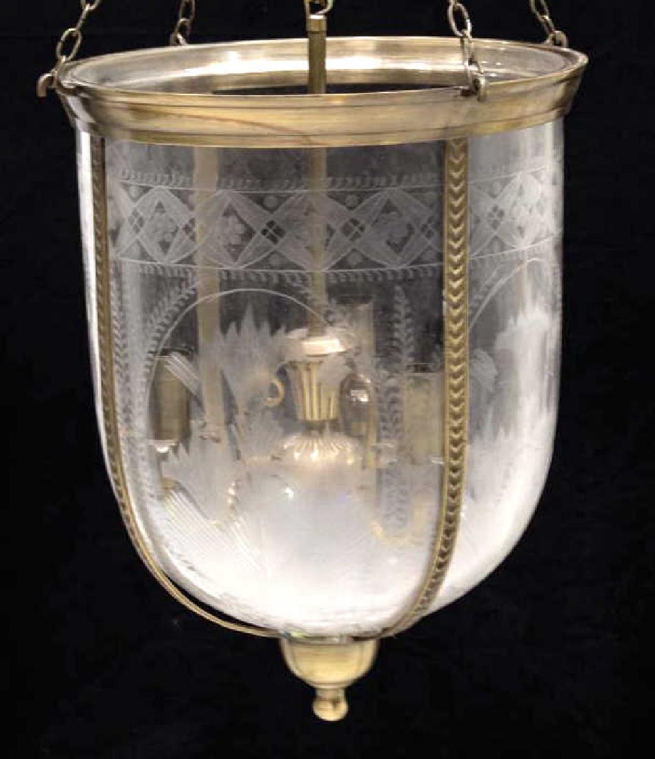 CONTINENTAL ETCHED BELL JAR 3-LIGHT CHANDELIER (1 of 2)