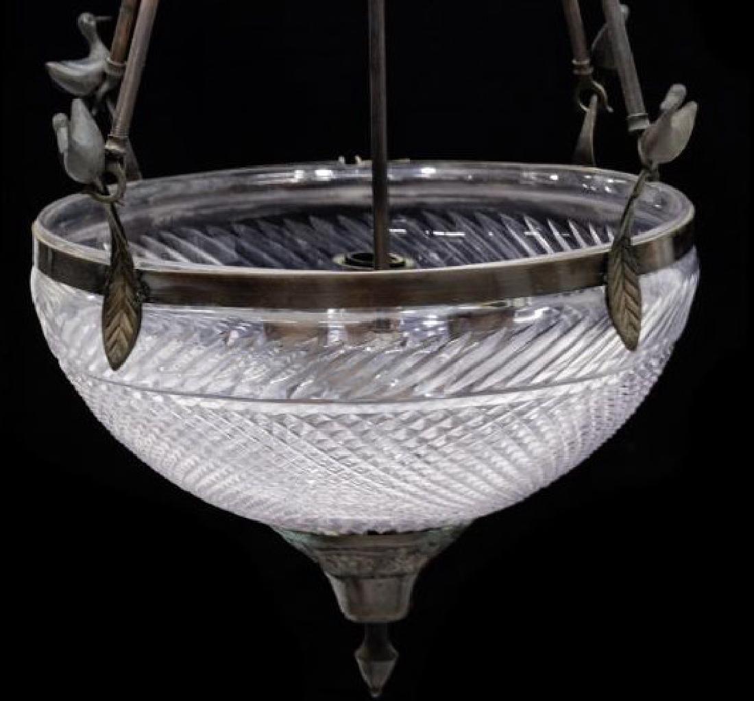ITALIAN CUT GLASS BOWL & METAL 3-LIGHT CHANDELIER (1 of 2)