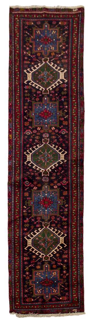HAND TIED PERSIAN HERIZ RUNNER RUG, 12'1" X 2'8" (1 of 2)