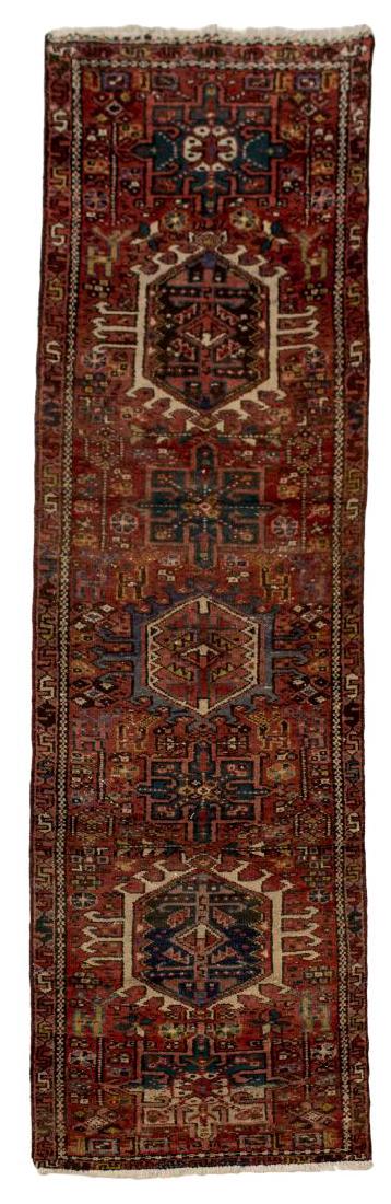 HAND TIED PERSIAN HERIZ RUNNER RUG, 9'1" X 2'5" (1 of 2)