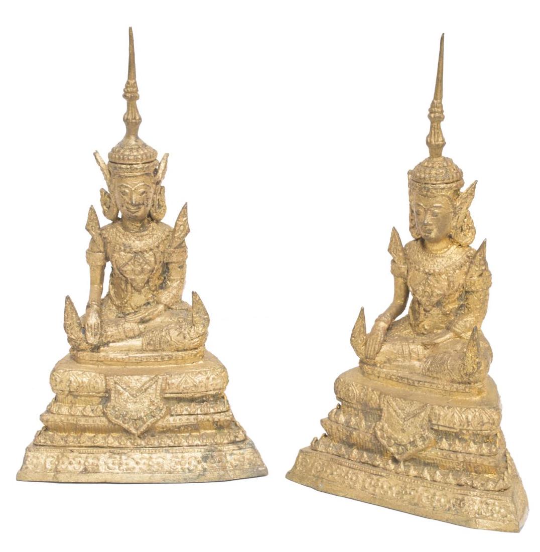 (2) THAI GILT BRONZE SEATED FIGURES OF BUDDHA (1 of 3)
